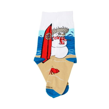 

Snowman Surfer Sock at the Beach Socks (Adult Large)