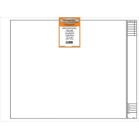 - CHARTPAK, INC. 10211222 CLEARPRINT VELLUM 1000HTSA 10 SHEETS 18X24 TITLE PLAIN