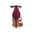 thumbnail image 2 of BLISSFUL STEP Women's Shoes Faux Suede Stiletto High Heel Open Toe Adjustable Ankle Strap Sandals  Burgundy 7, 2 of 7