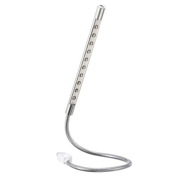 Uxcell USB LED Lights, 10 Lamp Beads LED Light Touch Control Flexible Stick Long Geeseneck Lamp Silver Tone