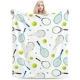 thumbnail image 3 of Tennis Blanket Rackets and Balls Fleece Throw Blanket Super Soft Warm Cozy Fuzzy Plush Sports Blanket Gifts for Girls Boys Kids Room Decor 60"X80", 3 of 6