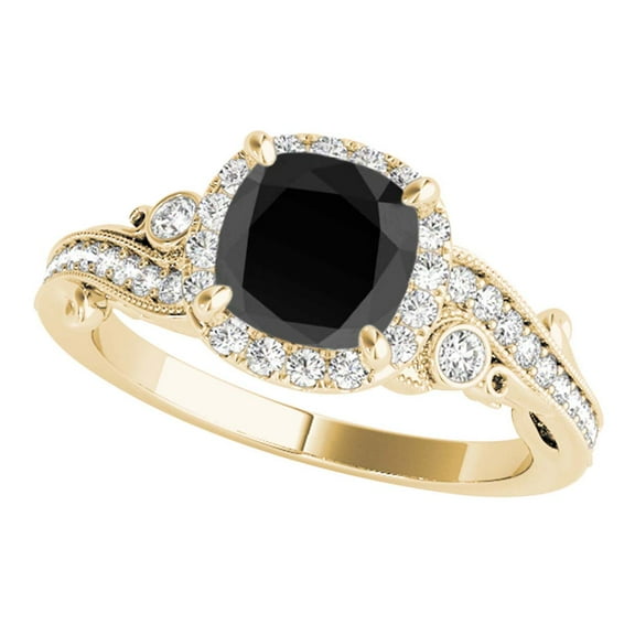 Mauli Jewels Engagement Rings for Women 1.50 Carat Black And White Diamond Engagement ring 4 prong 18K Solid Rose, White & Yellow Gold