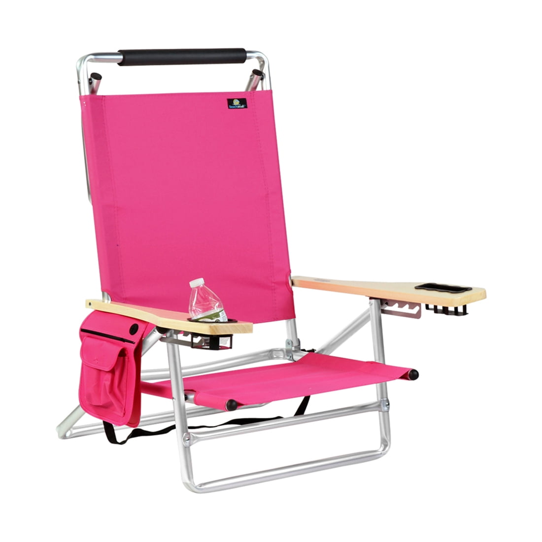 Deluxe 5 Reclining Pos Lay Flat Aluminum Beach Chair for Sand with Cup