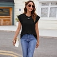 thumbnail image 2 of Plebaso Hauts pour Femmes Manches Courtes Col Rond T-Shirts Mignons Décontractés Couleur Unie Ample 2025 Blouses Texturées, 2 of 5