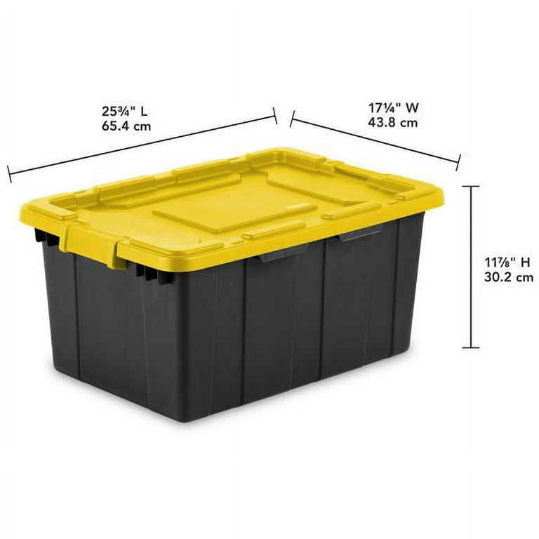 Sterilite 15 Gallon Storage Tote w/ Latching Lid, Black & Yellow (12 Pack)  
