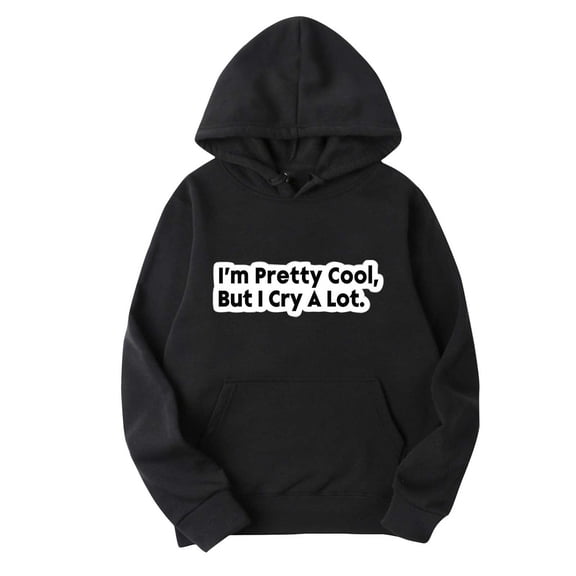 Lilgiuy Christmas Sweatshirt for Men Casual Solid Color Long Sleeve Crewneck Pretty Cool Letter Print Graphic Pullover Sweatshirt with Pockets for Home Leisure