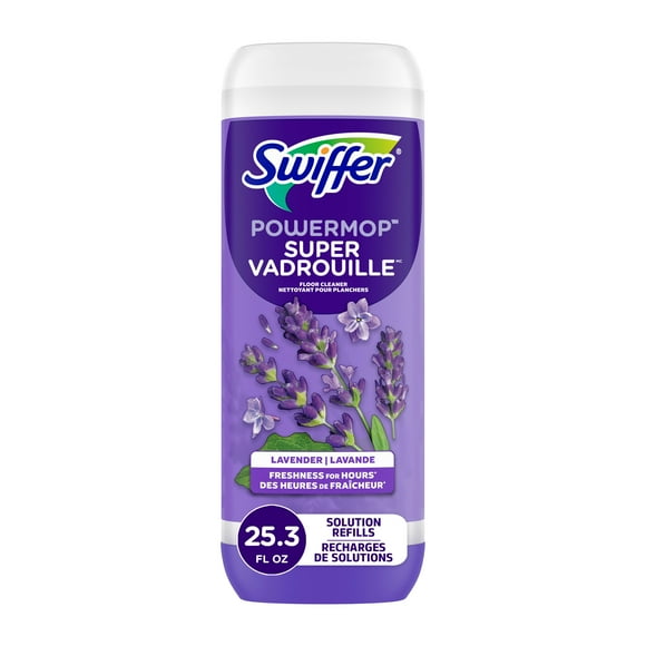 Swiffer Power Mop Refill Solution, Tile, Vinyl, Laminate, Wood, Floor Cleaner, Lavender, 750 mL