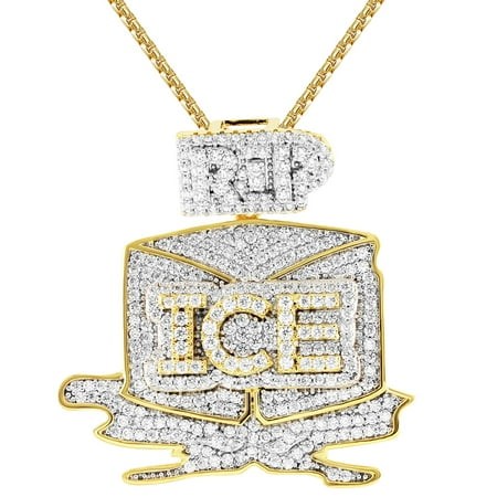 ice pendant custom gold chain rap silver finish 14k icedout sterling mens dialog displays option button additional opens zoom