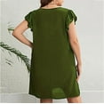 thumbnail image 5 of gljltg Pregnant Short Dress for Women Round Neck Casual Outdoor Summer Stylish Solid Color Flare Short Ruffle Sleeve Shirt Dress Maternity Loose Dress, 5 of 6