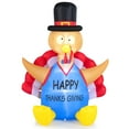 thumbnail image 3 of Costway 6 FT Thanksgiving Inflatable Turkey Harvest Day Decoration for Lawn w/Lights, 3 of 9