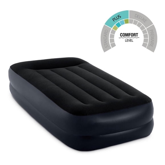 Colchon Negro Inflable Doble Altura Campismo + Bomba Intex Intex 64121EP