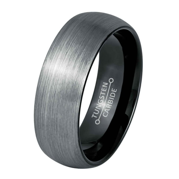 Jewelry Avalanche 2-Tone Gunmetal Dome Tungsten Wedding Band, Engagement Band, Comfort Fit Ring 8MM