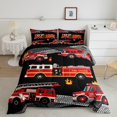 thumbnail image 2 of jejeloiu Firefighting Truck Full Size Comforter Sets,Emergency Rescue Vehicle Bedding Comforter Set,Red Black Bedding Sets For Boys Girl,Microfiber Bedroom Decor Reversible,3pcs, 2 of 8
