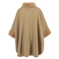 thumbnail image 4 of Women's Elegant Faux Fur Trim Woolen Capelet Shawl Oversized Cloak Cape Warm Poncho Winter Soft Shawl Cover Up, 4 of 7