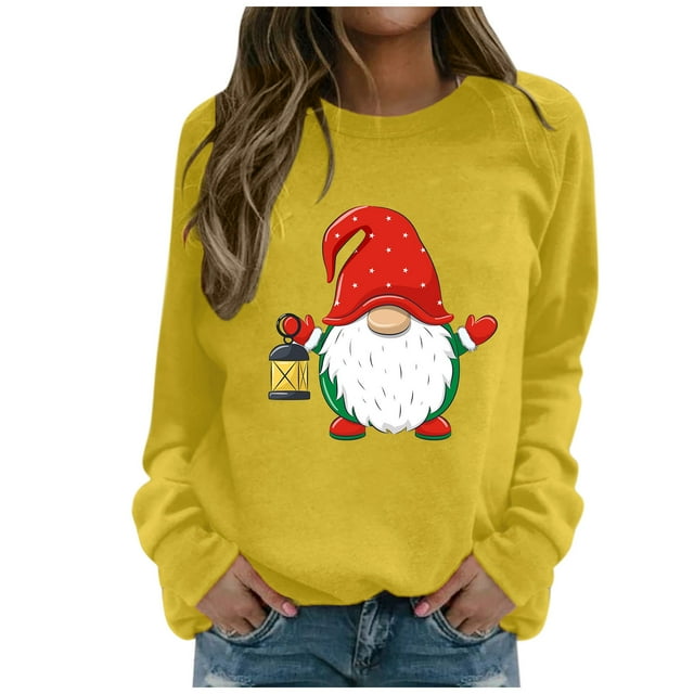 Femmes de Noël Pull Imprimé Mode Sweatshirt Veste Mi-Longue Manches Longues Fermeture Blouse Col Rond Hiver Cardigan Hoodie Soft Outwear