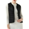 thumbnail image 4 of HOWPAY Womens Puffer Vest Lightweight Packable Sleeveless Quilted Puffy Jacket Casual Solid Color Button down Winter Coat with Pockets Warm Outwear Black L, 4 of 5