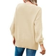 thumbnail image 3 of Fall Winter Crewneck Women Casual Knit Sweater Ribbed Side Slit Loose Pullover, 3 of 5