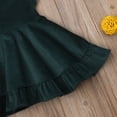 thumbnail image 4 of Qiylii Toddler Girl Suspender Dress Solid Color Ruffle Straps Velvet Dress, 4 of 9