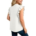 thumbnail image 5 of Fengqque Girls Blouse V-Neck Ruffled Cap Sleeves Pleated Front Relaxed Fit Flowy Casual Top 5-14 Years White 13-14Years, 5 of 9