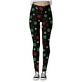 thumbnail image 4 of Fiaer Christmas Women Leggings Trendy Slim Fit Yoga Pants Santa Reindeer Snowflake Candy Sticks Graphic High Waisted Stretch Workout Trousers Black XL, 4 of 5