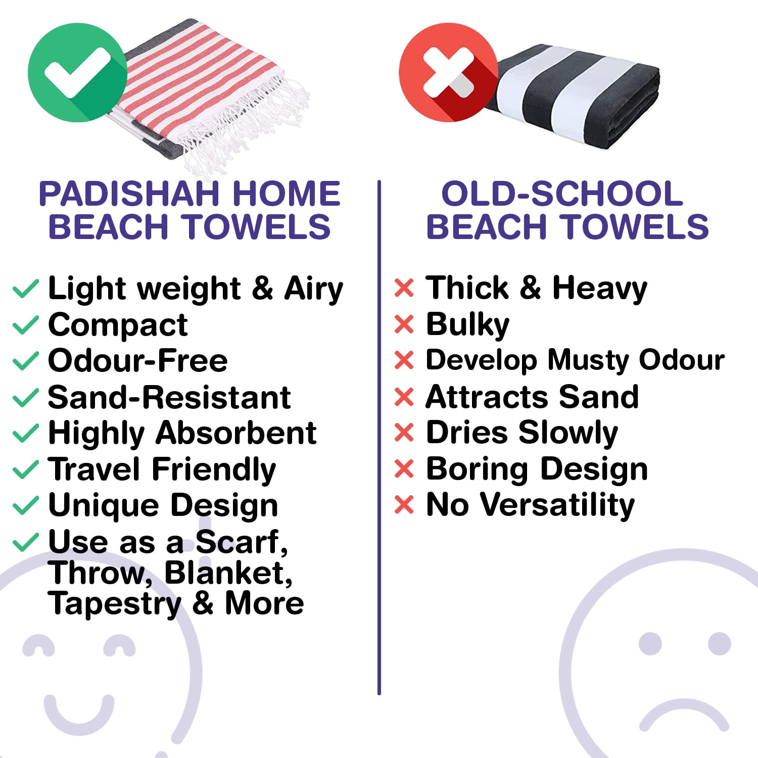 PADISHAHHOME Turkish Beach Towels Set of 4 | Oversized, Quick Dry, Sand Free | 100% Cotton, Large 38x71" Towels for Beach, Pool, Travel | Ultra-Soft, Compact, and Absorbent | Black / Red