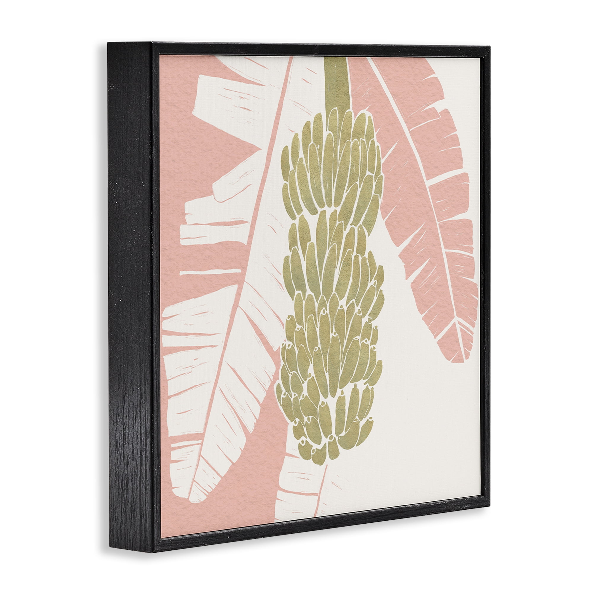 Stupell Industries Banana Bunch Amid Pink Leaves Black Framed Giclee Art, design by Yuyu Pont