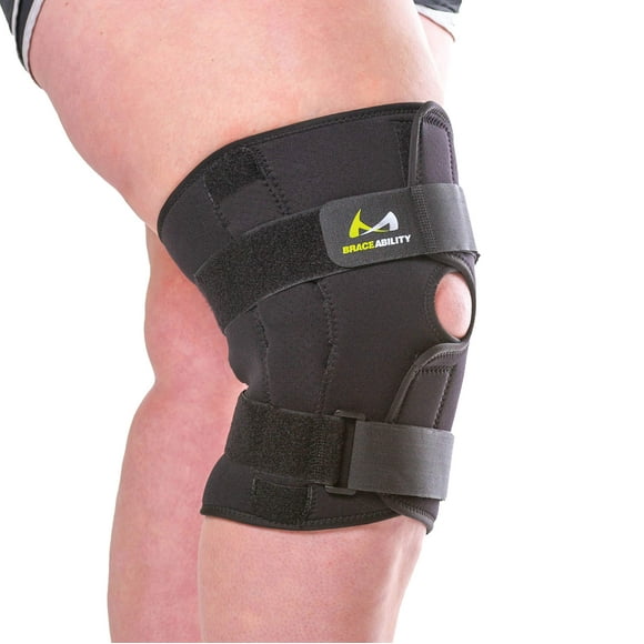 BraceAbility XXXXL Plus Size Knee Brace - Bariatric Hinged Knee Wrap for Larger Legs and Big Thighs to Support Meniscus Tears, Arthritis Joint Pain, Tendonitis, Ligament Injuries and Sprains (4XL)