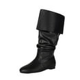 thumbnail image 2 of Bnwani Women Boots Fall Winter Fashion Low-Heel Flat Mid-Calf Versatile Casual Sweet Western Knight Boot Black Size 5.5, 2 of 6
