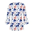thumbnail image 5 of CYMMPU Summer Fashion Shirts 3/4 Sleeve Blouses for Women Dressy Casual Loose Fit Floral Pattern Button V Neck Flare Sleeve Tunic Tops Spring Tops Pleated Dressy T-Shirts Multicolor S, 5 of 5