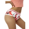 thumbnail image 2 of VISgogo Calzoncillos agradables para la piel para mujer, calzoncillos de cintura baja con estampado navideño femenino, blanco / rojo VISgogo moda, 2 of 9