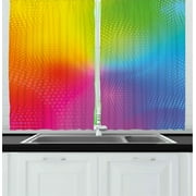 Ambesonne Rainbow Kitchen Curtains, Vibrant Radiant Colors, 55"x39", Multicolor