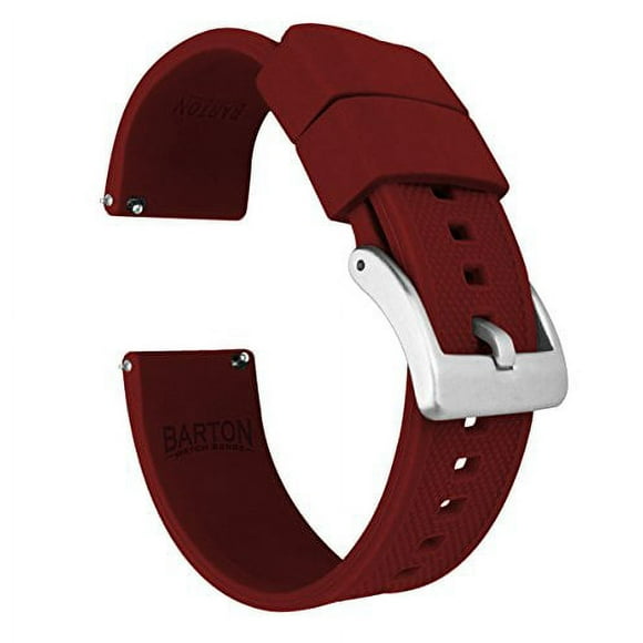 BARTON WATCH BANDS 20mm Crimson Red - Elite Silicone Watch Bands - Quick Release - Choose Strap Color & Width