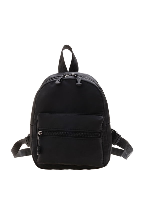 FunnyBeans Women Solid Color Backpack Preppy Style School Nylon Mini Rucksack (Black)