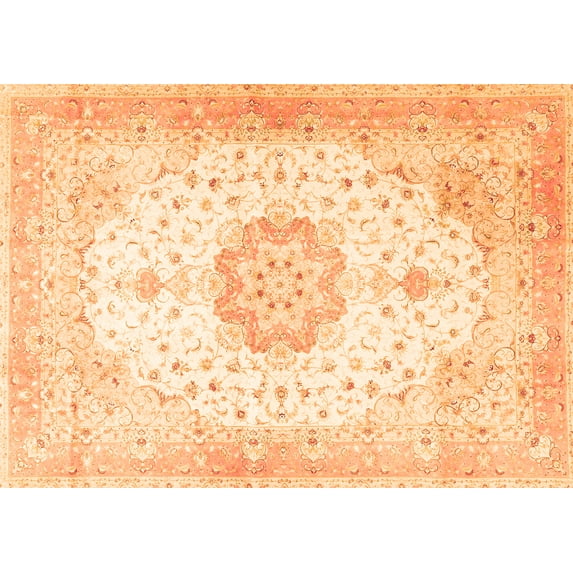 Ahgly Company Indoor Rectangle Medallion Orange Traditional Area Rugs, 5' x 7'
