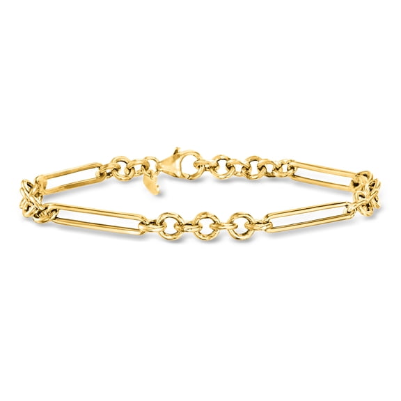Ross-Simons Italian 14kt Yellow Gold Alternating Cable-Link Bracelet, Women's, Adult