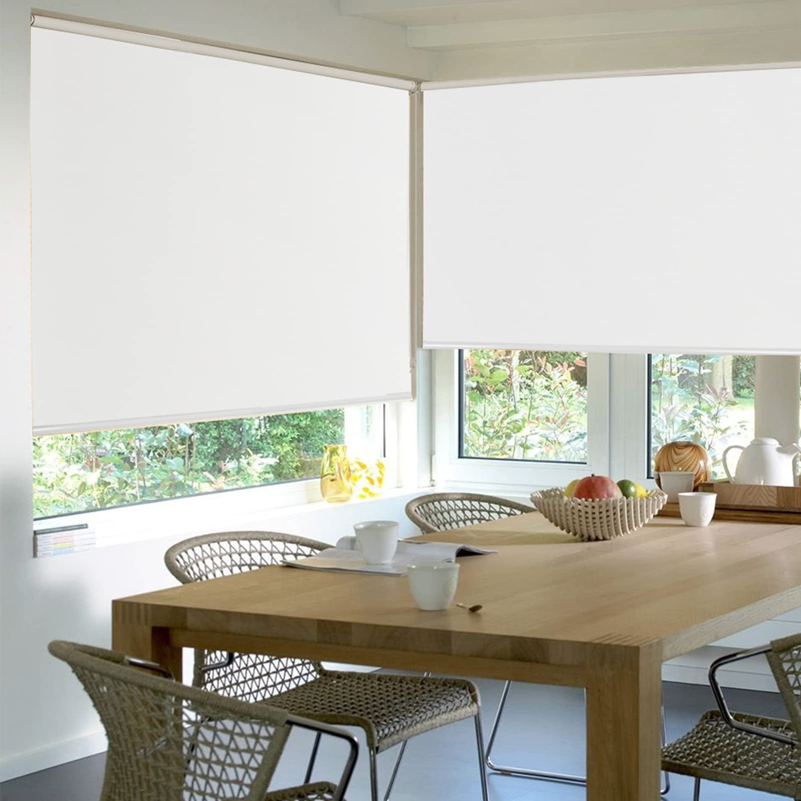 52 Inch Wide 100 Blackout Fabric Roller Window Blinds,Off White