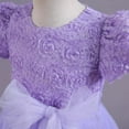 thumbnail image 5 of Zpanxa Toddler Girls Princess Dress, Little Girls Party Wedding Dress, Bow Tie Lace Flowers Mesh Dress, Kids Pageant Flower Girl Short Sleeve Dress, Birthday Gifts for Girls Purple (11-12 Years), 5 of 8