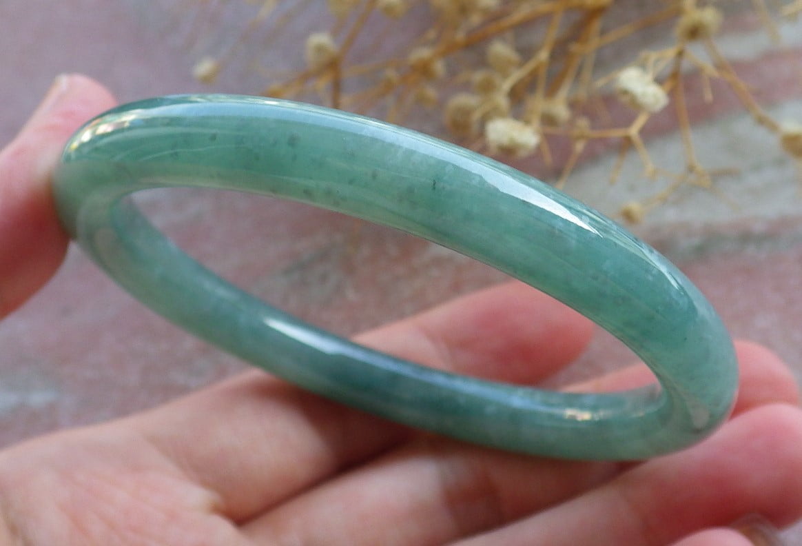 Icy Green Natural A JADE Jadeite Circle Bangle Bracelet 58 mm 683916 TN