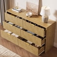 thumbnail image 2 of FURNIWAY Natural 6 Drawer Dresser for Bedroom, 55 Inch Wide Modern Chest of Drawers with Fluted Wood Front and Gold Metal Handles for Living Room Hallway, 2 of 7