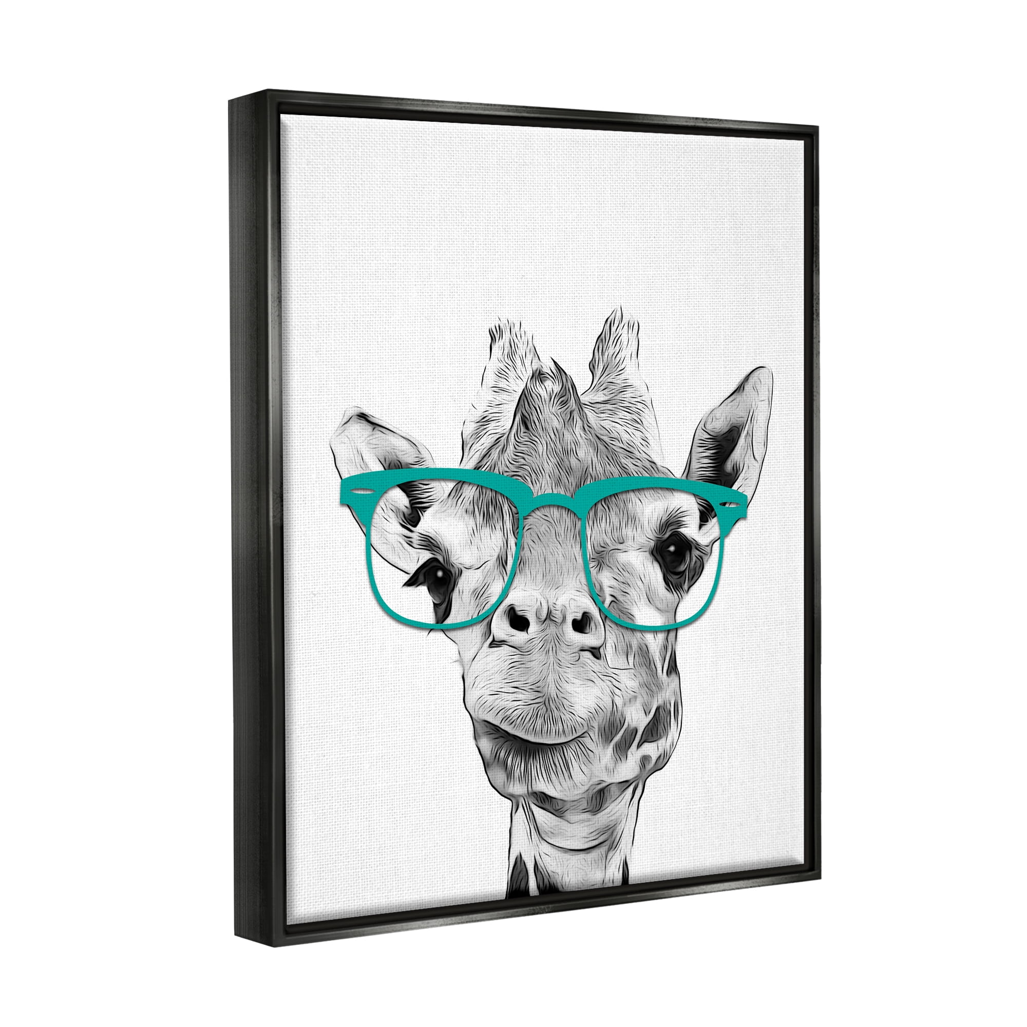 Stupell Industries Fun Giraffe In Glasses Animal Animals & Insects Painting Black Floater Framed Art Print Wall Art