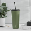 thumbnail image 5 of JoyJolt Vacuum Insulated Tumbler with Flip Lid and Straw - 24 oz - Green, 5 of 6