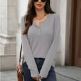 thumbnail image 5 of Sucegi Trendy Women's Long - Sleeve Henley Shirt - Button Detail Design, Premium Waffle Knit, A Must - Have in the Wardrobe, 5 of 7