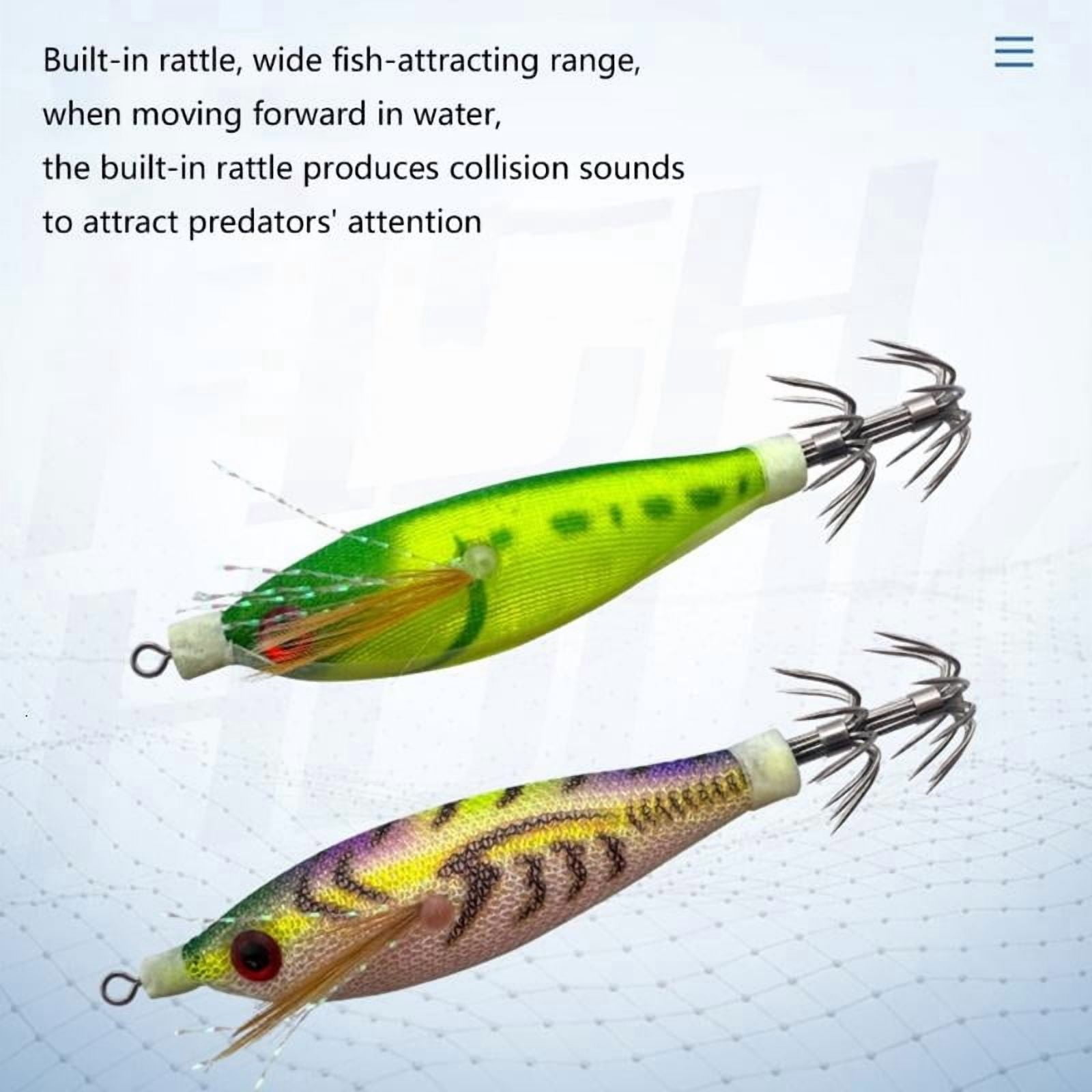 CEORPER 12PCS Realistic Plastic Squid Fishing Lures With Hook Glowing Shrimp Lures