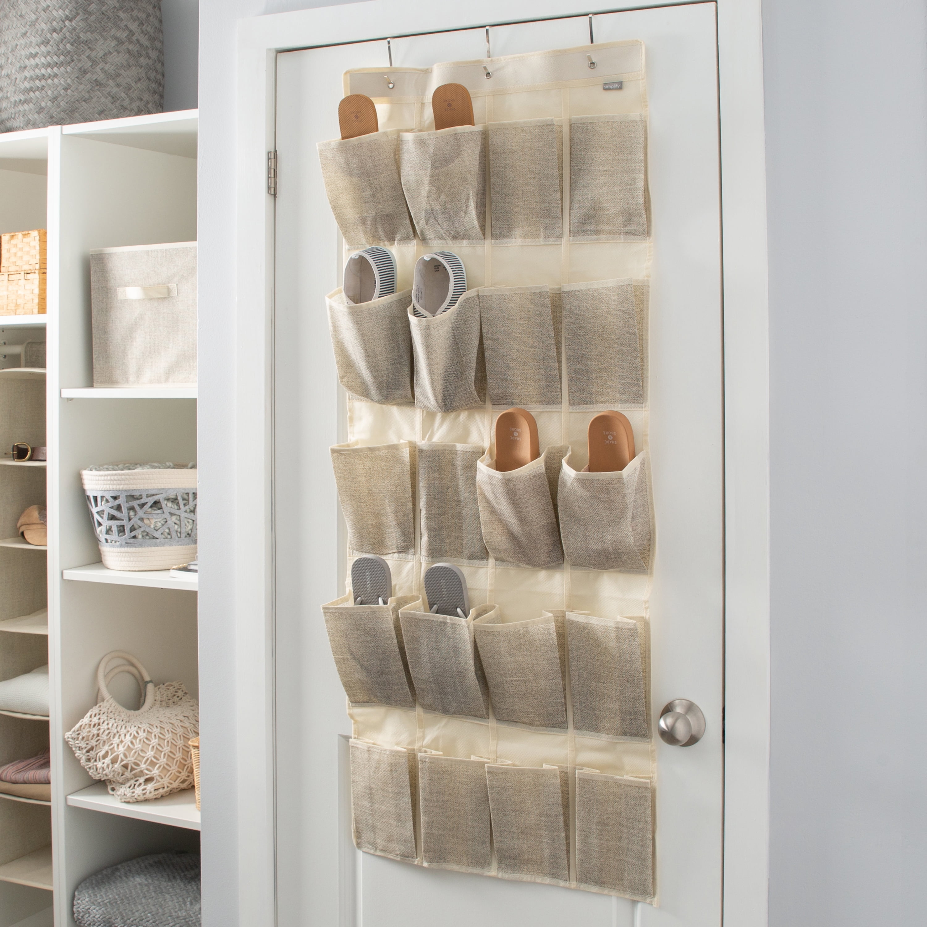 Simplify 20-Pocket 10 Pair Shoe Organizer in Faux Jute Nonwoven