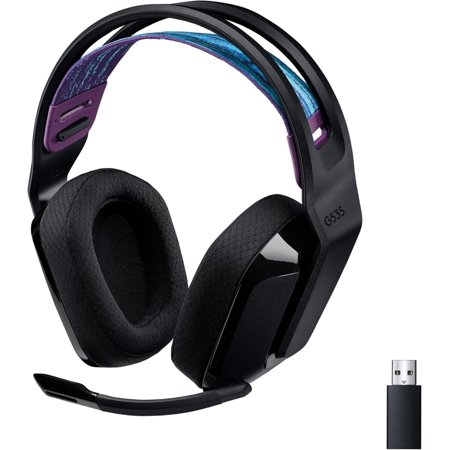 LIGHTSPEED Wireless Gaming Headset - Lightweight on-ear headphones, flip to mute mic, stereo, USB rechargeable - Black