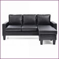 thumbnail image 5 of Modern Minimalist Reversible Sectional Sofa Chaise – Perfect for Small Living Rooms | Black | PU | Foam, 5 of 6