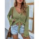 thumbnail image 4 of Tops De Punto De Manga Larga, Suéter De Punto Informal Transpirable Ahuecado Para Mujer Encantador Para La Oficina Para Ir De Compras Para Mujer ANGGREK Verde L, 4 of 8