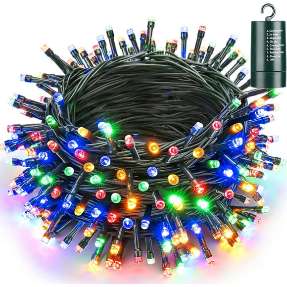 Joomer y Chrismas Lights, 66ft 200 Fairy Lights y Operated Timer 8 Modes Waterproof for Outdoor Home