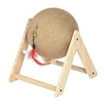 thumbnail image 4 of Wood Sisal Cat Scratcher Toy Rotatable Ball Triangle Frame Rabbit Toy for Indoor, 4 of 7