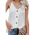 thumbnail image 4 of Women's White Spaghetti Strap Buttoned Tank Top, 4 of 8